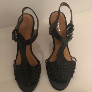 Black Coach Izzy leather stiletto sandals 🖤